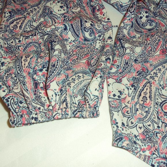 Blouse button-down 14W shirt Paisley Print Crepe relaxed top long sleeve - Picture 6 of 9